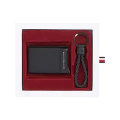 TOMMY HILFIGER - Conjunto negro de regalo con llavero y billetera de cuero