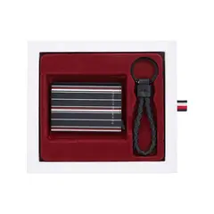 TOMMY HILFIGER - Conjunto multicolor de regalo con llavero y billetera de cuero