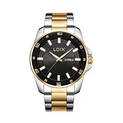 LOIX - Reloj hombre L2146-3 Plateado con dorado tablero negro
