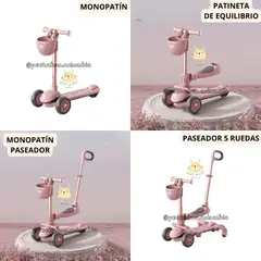 GENERICO - Espectacular Scooter Con 6 Funciones en 1 Nueva Rosa