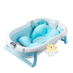 GENERICO - Bañera Plegable Para Bebé + Termometro + Cojín Nuevo Azul