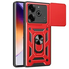 GENERICO - Funda Case Protector De Cámara Slider Compatible Tecno Pova 6 Rojo