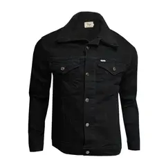 MODA EN CIRCUITO - Chaqueta de Jean para Hombre Negra Forrada en Ovejero Negro