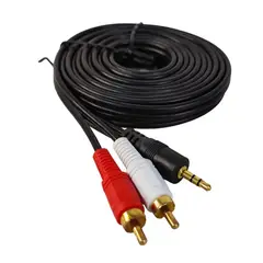 GENERICO - Cable Auxiliar 2 A 1 De Audio Jack 3.5 Mm A Rca De 3 Metros