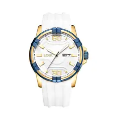 LOIX - Reloj hombre L2152-1 Blanco con bisel bicolor, tablero blanco