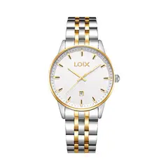 LOIX - Reloj Hombre L2177-2 Plateado con dorado tablero blanco