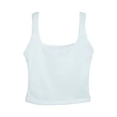 SYK - Blusa Para Mujer Sin Mangas Cuello Cuadrado Rib Crop Top