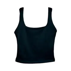 SYK - Blusa Para Mujer Sin Mangas Cuello Cuadrado Rib Crop Top