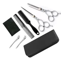 GENERICO - Tijeras profesionales barberia Black Leopard M Silver