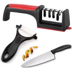 GENERICO - Kit Afilador Pro Y Cuchillo Pelapapas Cerámica Alta Calidad