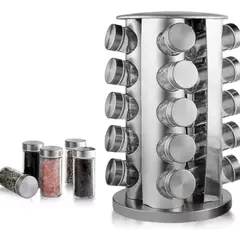 GENERICO - Condimentero Giratorio En Acero 20 Frascos Para Especias