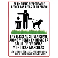 NACIONAL - SEÑAL METALICA 30X20 RECOGE LAS HECES DE TU MASCOTA