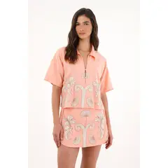 TENNIS - Camisa con estampado especial rosada para mujer