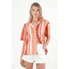 TENNIS - Camisa tipo bowling estampada para mujer