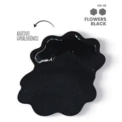 BELLA CONFIDENCE - Cubre pezones adhesivos en tela reutilizables Nipple flowers black