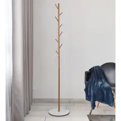 INDUHOGAR - Perchero de lujo color dorado con base tipo marmol blanca