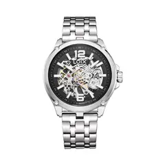 LOIX - Reloj hombre LA2117-1 plateado con tablero negro