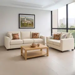 GENERICO - Juego de Sala Peña 3-2 Puestos Moderno Elegante Moderno Tela antifluidos Beige Beige
