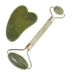 GENERICO - Kit Facial Rodillo Masajeador Jade Y Piedra Gua Sha