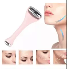 GENERICO - Rodillo Metálico Doble Masajeador Facial Terapia Ice Roller Rosa