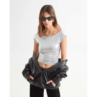 SEVEN SEVEN - Camiseta En Lame Para Mujer Plata