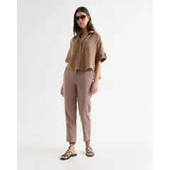 SEVEN SEVEN - Pantalón Con Prenses Para Mujer Taupe
