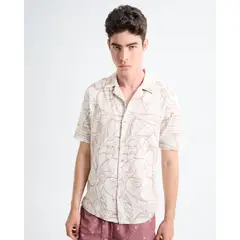 SEVEN SEVEN - Camisa Resort Estampado De Hojas Para Hombre Rosa