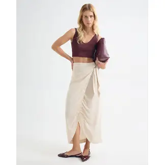 SEVEN SEVEN - Falda En Efecto Lino Para Mujer Arena