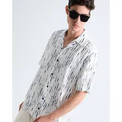 SEVEN SEVEN - Camisa Resort Estampada Para Hombre Azul