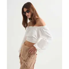 SEVEN SEVEN - Blusa Campesina Off Shoulder Para Mujer Crudo