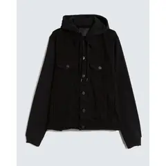SEVEN SEVEN - Chaqueta Trucker Con Capota Para Hombre Negro