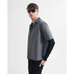 SEVEN SEVEN - Camisa Resort Oversize Para Hombre Gris