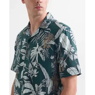 SEVEN SEVEN - Camisa Para Hombre Manga Corta Cuello Resort Color Verde Oscuro Marca #45012109