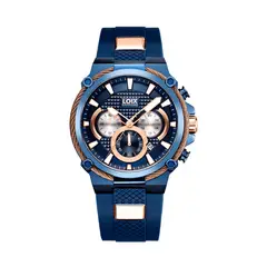 LOIX - Reloj hombre LA2121-1 azul con oro rosa tablero azul