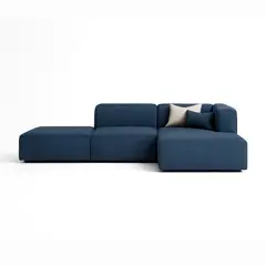 GENERICO - Sofá en L Derecho Amiens Tela Antifluidos 276x70x70 Azul 4 Puestos