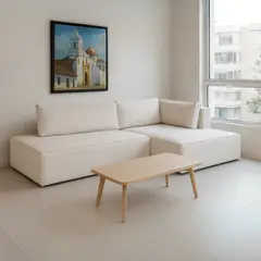 GENERICO - Sofá en L Derecho Leonidas Tela terciopelo 238x78x95 Gris 4 Puestos