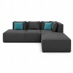 MUEBLES DE LUJO - Sofá en L Derecho Pichi Tela Antifluidos 300x80x80 Gris 3 Puestos