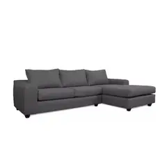 GENERICO - Sofá en L Derecho Pitty Tela terciopelo 265x85x61 Gris 4 Puestos