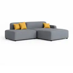 GENERICO - Sofá en L Derecho Sky Tela Antifluidos 220x95x75 Gris 3 Puestos