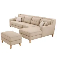 GENERICO - Sofá en L Derecho Texas Tela Antifluidos 260x75x80 Beige 4 Puestos