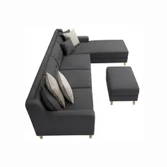 GENERICO - Sofá en L Derecho Texas Tela Antifluidos 260x75x80 Gris 4 Puestos