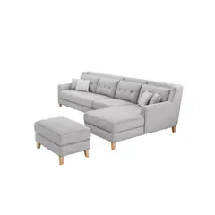 GENERICO - Sofá en L Derecho Texas Tela Antifluidos 260x75x80 Gris 4 Puestos