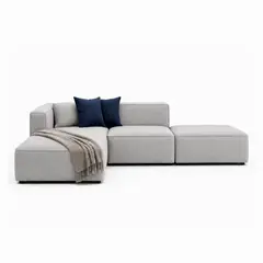 MUEBLES DE LUJO - Sofá en L Izquierdo Amiens Tela Antifluidos 276x70x70 Gris 4 Puestos