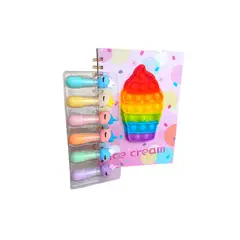 GENERICO - Kit Infantil Lonchera Agenda Y Mini Resaltadores Helado Morado