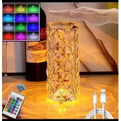 GENERICO - Lampara Cristal Diamante Colores Táctil Recargable