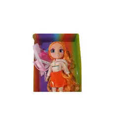 GENERICO - Muñeca Moda Rainbon Higo Falda Naranja