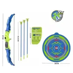 GENERICO - Arco 57 Cm Con 3 Flechas Y Blanco De Tiro verde con azul