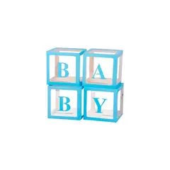 GENERICO - Caja Cubo Azul Baby Decorativo Para Globos X4 Unidades