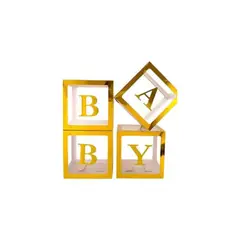 GENERICO - Caja Cubo Dorado Baby Decorativo Para Globos X4 Unidades