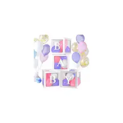 GENERICO - Caja Cubo Blanco Baby Decorativo Para Globos X4 Unidades